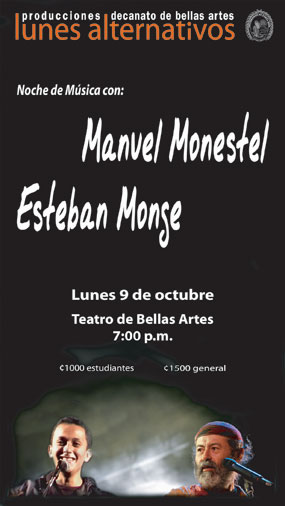 Manuel Monestel y Esteban Monge, afiche Lunes Alternativos
