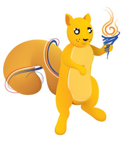 Ilustración de ardilla, mascota de JUDUCA