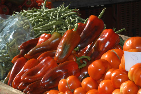 Vainicas, chiles y tomates