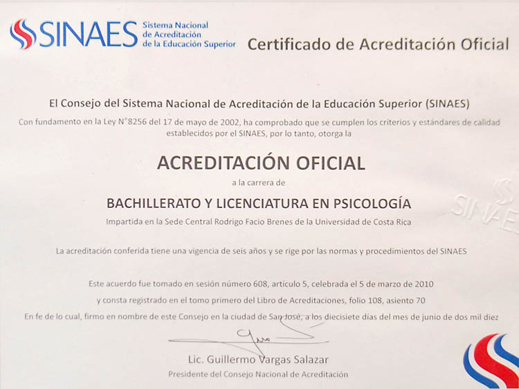 Certificado Psicología