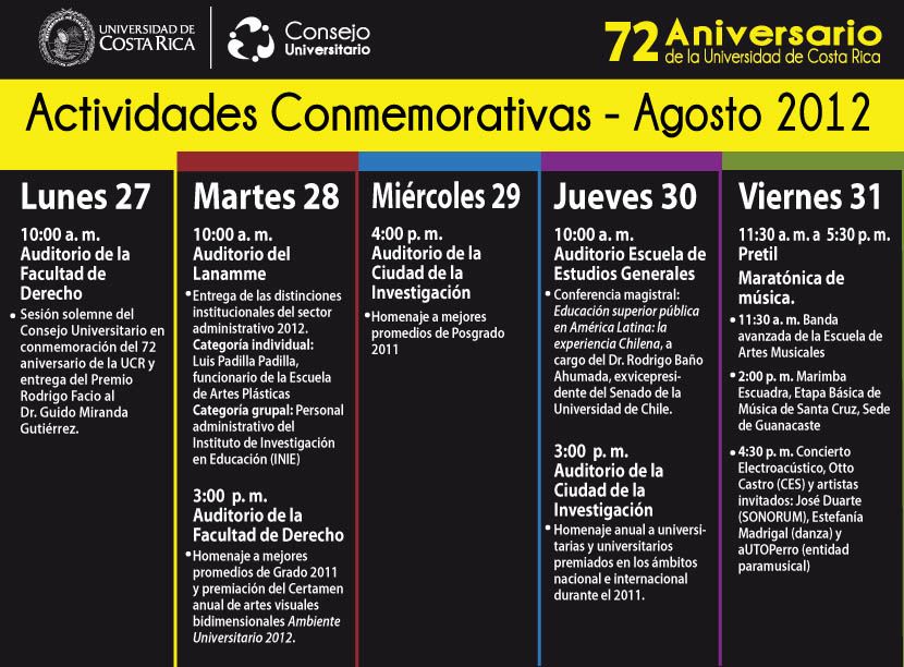 Programa de actividades 72 aniversario