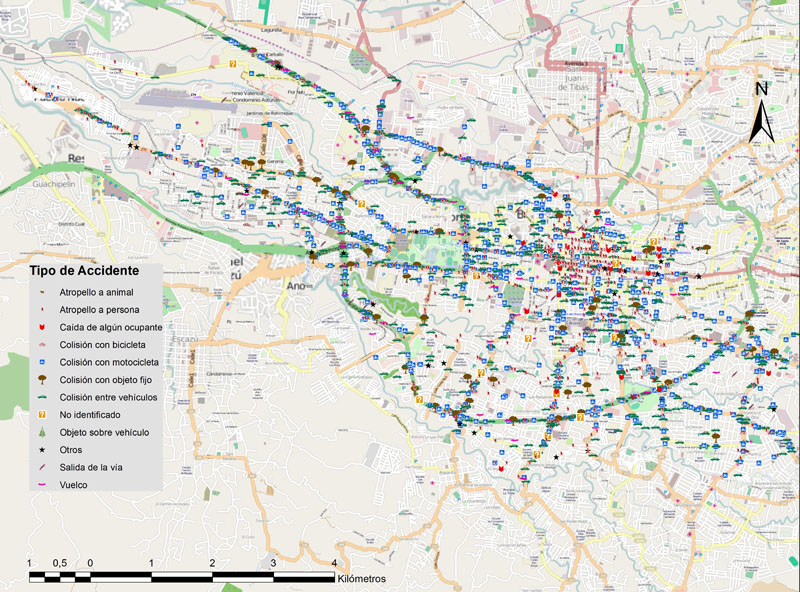 Mapa accidentes en San José