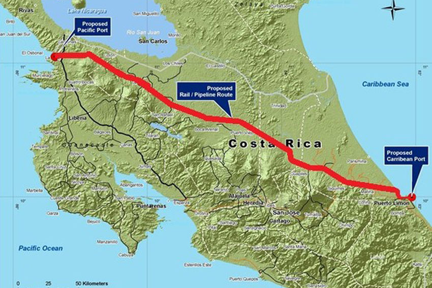 Ruta Canal seco para Costa Rica según Amega