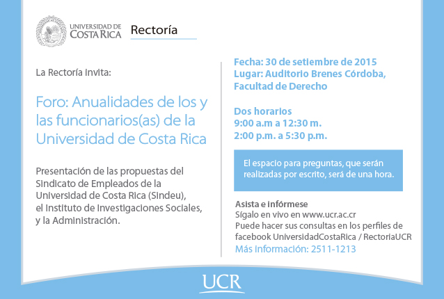 Invitación al Foro: Anualidades de los y las funcionarios de la UCR
