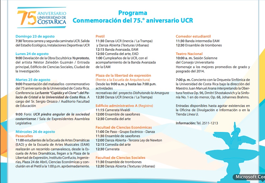 Actividades 75.º aniversario UCR
