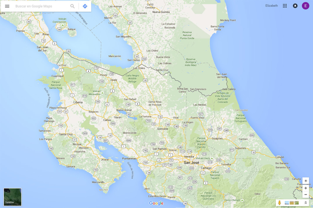 Mapa de frontera Costa Rica Nicaragua