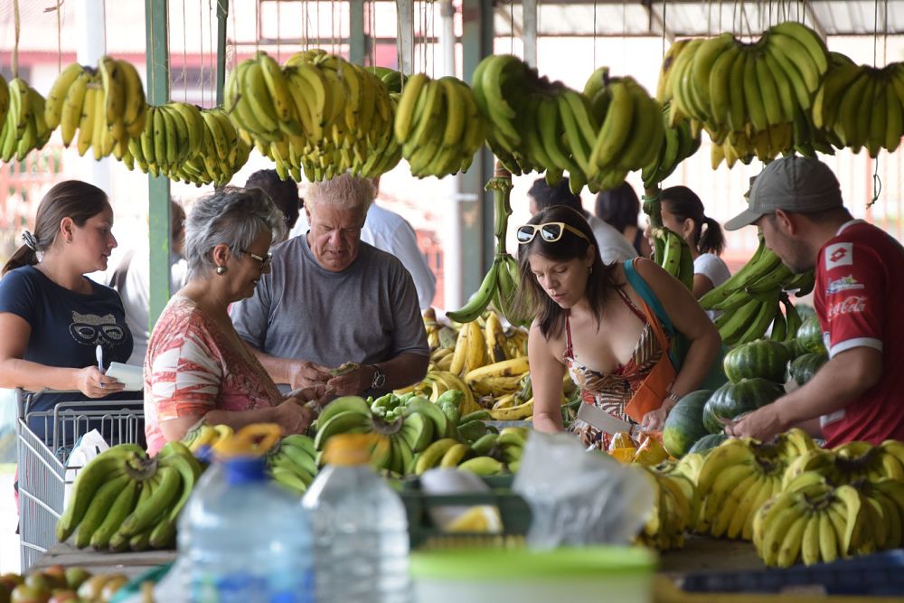 Compradores en la Feria del Agricultor en San Rafael de Montes de Oca