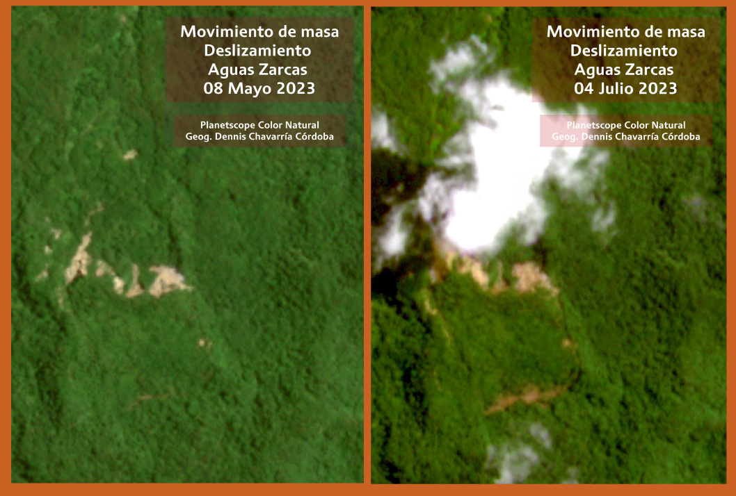Imágenes satelitales del deslizamiento