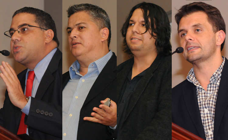 Los investigadores Eduardo Trejos, Melvin Jiménez, Allan Orozco y José Luis Arce (de izq. a der.) …