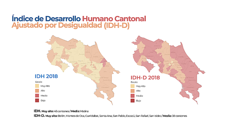 El mapa de la izquierda muestra cómo prevalecen las categorías de “muy alto” y “alto” en el …