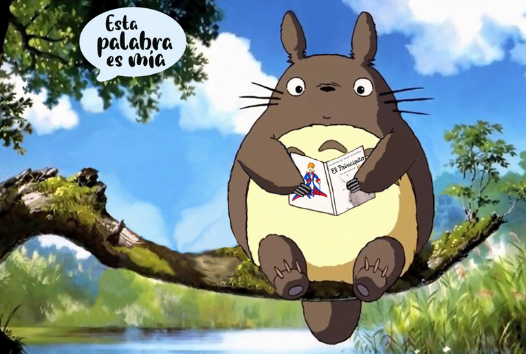  En un día común, Totoro disfruta la lectura de El principito. Ilustración a partir de uno de los …