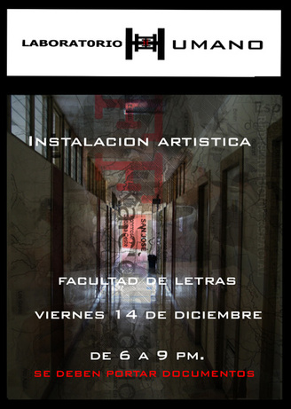 Cartel promocional de la instalacion artistica “Laboratorio Humano”, de Juan Carlos Valverde …