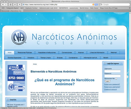 Narcóticos Anónimos de Costa Rica tiene un sitio web que se puede consultar en la dirección: …
