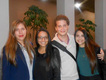 Las estudiantes premiadas Mariana Vargas, María José Araya y Natalia Fonseca, junto con el …