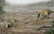 Escenario de muerte de un grupo de dinosaurios Triceratops horridus.