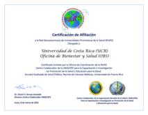 Certificado de afiliación de la UCR a la Red Iberoamericana de Universidades Promotoras de la …