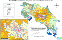 Mapa tiempos de viaje de distritos a San José