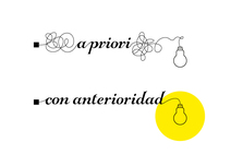 Ilustración que ejemplifica el uso del lenguaje claro. En lugar de decir a priori, decir con …