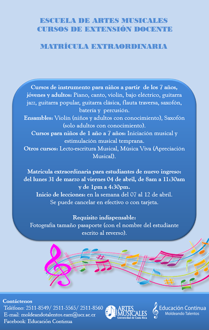 Cursos de instrumento para niños a partir  de los 7años, jóvenes y adultos: Piano, canto, …
