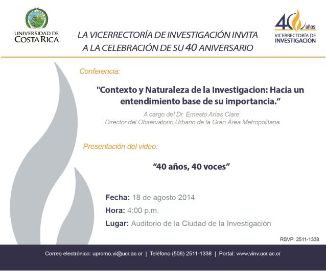  La Vicerrectoría de Investigación celebrará su 40 aniversario el próximo lunes 18 de agosto, por …