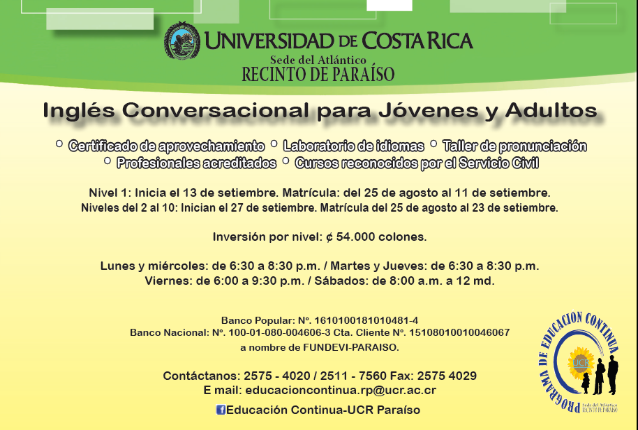 Curso de Inglés ConversacionalDirigido a: jóvenes y adultosInicio de lecciones. Nivel 1: …