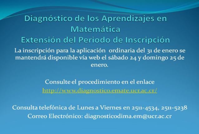  La inscripción para la aplicación  ordinaria del 31 de enero se mantendrá disponible vía web el …