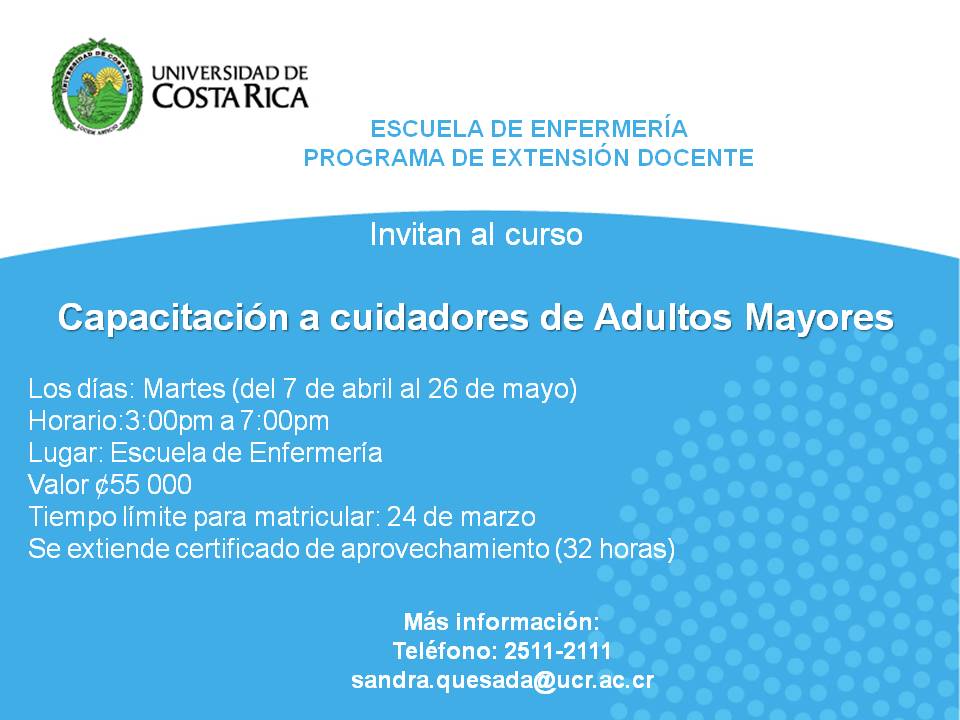 Se impartirá los martes del 7 de abril al 26 demayo, de 3:00 a 7:00 p. m., en la Escuela …