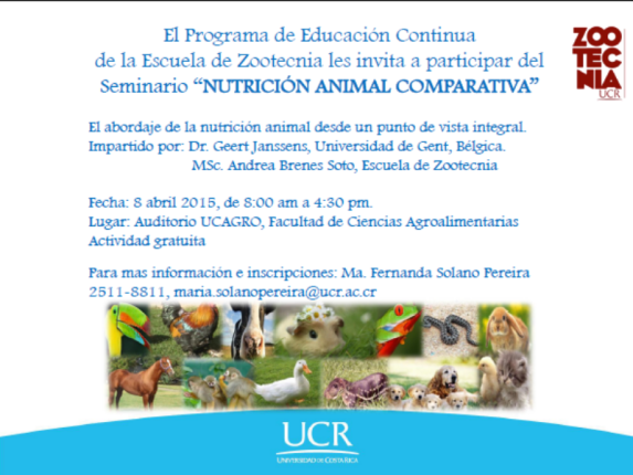  El seminario incluirá aspectos de nutrición animal abordados desde el punto de vista de varias …