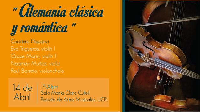  Eva Trigueros, violín I, Grace Marín, violín II, Naamán Muñoz, viola, Raúl Barreto, violonchelo 