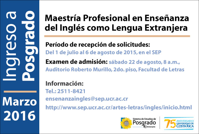  Ingreso a Posgrado Programa de Posgrado en Enseñanza del Inglés como Lengua Extranjera Maestría …