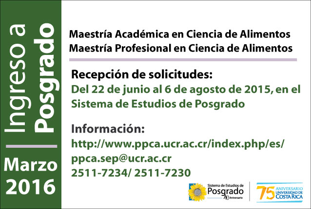  Ingreso a Posgrado Programa de Posgrado en Ciencia de Alimentos Maestría Profesional en Ciencia …