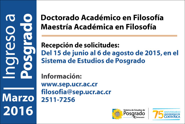  Ingreso a Posgrado Programa de Posgrado en Filosofía Doctorado Académico en Filosofía Maestría …