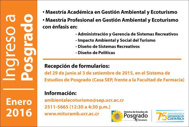  Ingreso a Posgrado Sistema de Estudios de Posgrado Programa de Posgrado en Gestión Ambiental y …