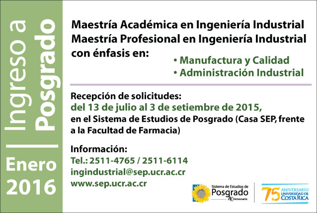  Maestría Académica en Ingeniería Industrial Maestría Profesional en Ingeniería Industrial con …