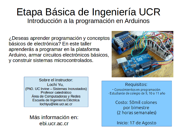Se impartirán del 17 de agosto al 29 de setiembre en elLaboratorio 111,  edificio de la Escuela …
