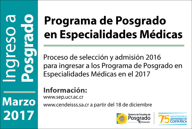  Proceso de selección y admisión 2016 para ingresar a los Programas de Posgrado en Especialidades …