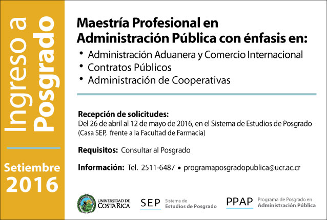  Maestría Profesional en Administración Pública con énfasis en:  •  Administración Aduanera y …