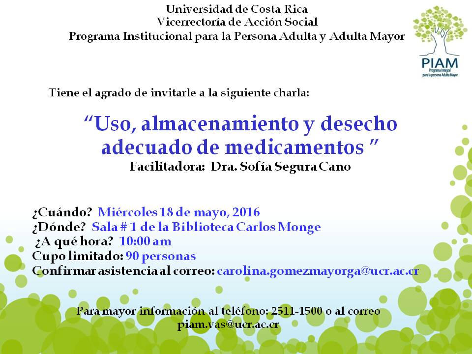  confirmar asistencia: carolina.gomezmayorga@ucr.ac.cr 