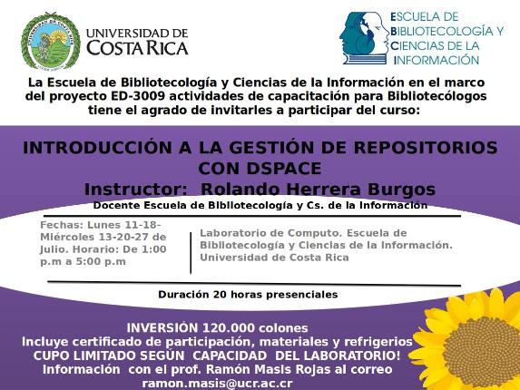 Cupo limitadoDuración: Lunes 11, miércoles 13, lunes 18, miércoles 20 ymiércoles 27 de julio, …