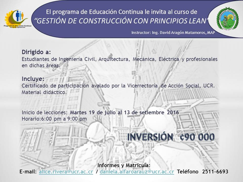 Duración: Del 19 de julio al 13 de setiembre, de 6:00 a 9:00 p.m.en aula del PEC