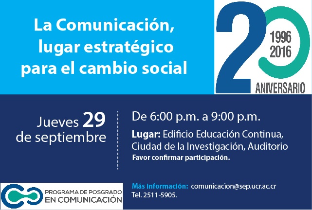  Fecha de la actividad: jueves 29 de setiembre, de 6:00 a 9:00 p. m. en el Auditorio, Edificio de …