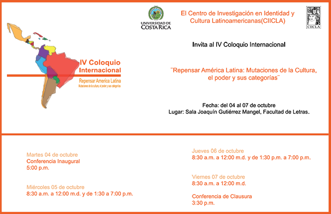  Conferencia Inaugural.  Martes 4 de octubre, 5:00 p. m. 