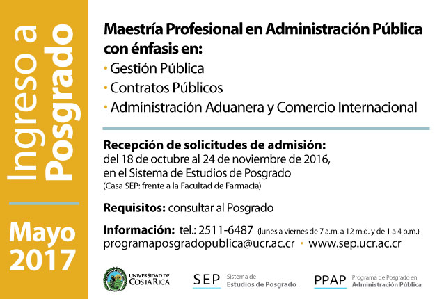  Maestría Profesional en Administración Pública con énfasis en:  Gestión Pública Contratos …