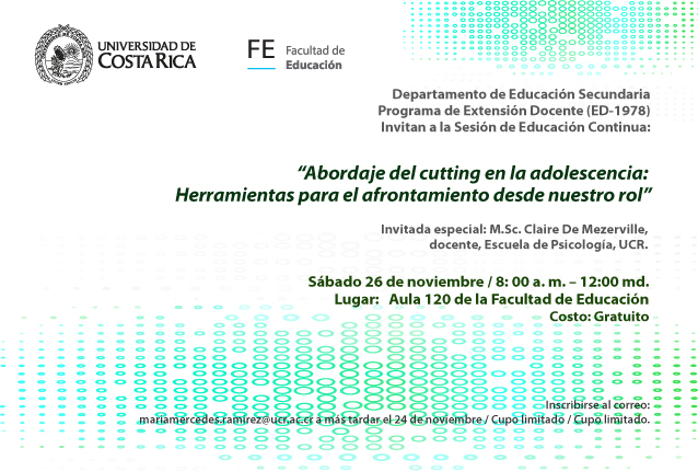  Fecha de la actividad: sábado 26 de noviembre, de 8:00 a. m. a 12:00 m. en el Aula 120, Facultad …