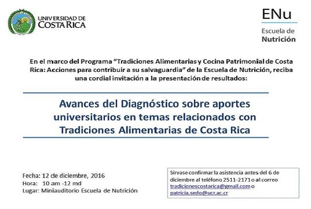    Confirmar asistencia antes del 6 de diciembre: tradicionescostarica@gmail.com …