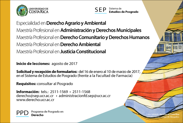  Especialidad en Derecho Agrario y Ambiental Maestría Profesional en Administración y Derechos …