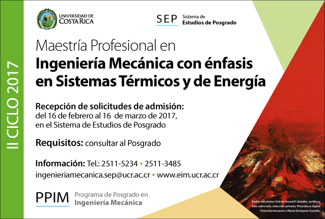 Maestría Profesional en Ingeniería Mecánica con énfasis en Sistemas Térmicos y de Energía Inicio …