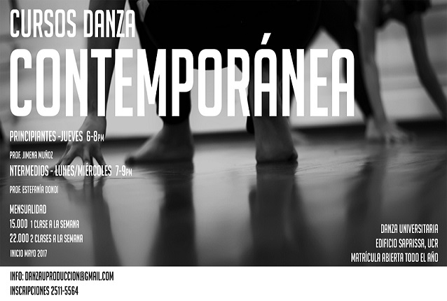  Danza contemporánea intermedio: lunes y miércoles, de 7:00 a 9:00 p. m. …