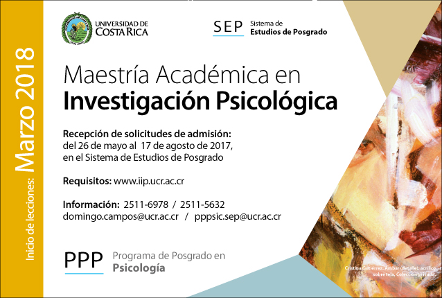  Maestría Académica en Investigación Psicológica Recepción de solicitudes de admisión: del 26 de …