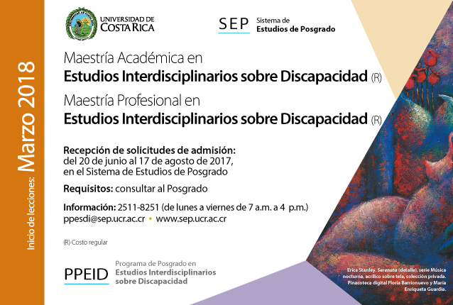  Maestría Académica en Estudios Interdisciplinarios sobre Discapacidad (R) Maestría Profesional …